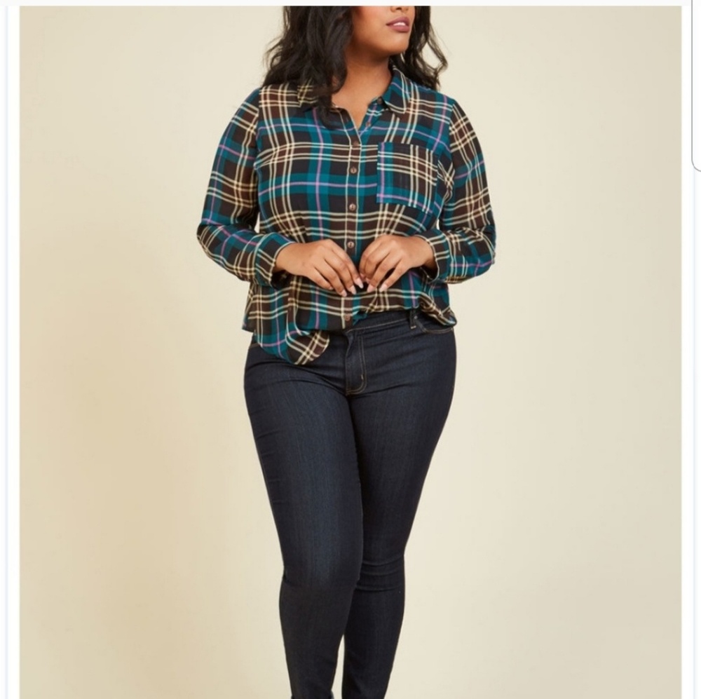 Modcloth Plaid Button-down Shirt